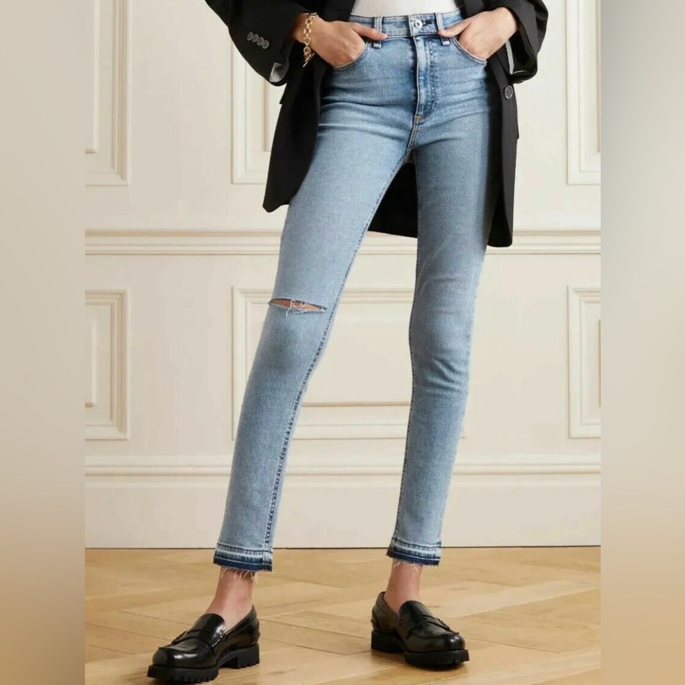 RAG & BONE NINA HIGH-RISE RAW HEM SKINNY STRETCHY Light Wash JEANS in MONTROSE